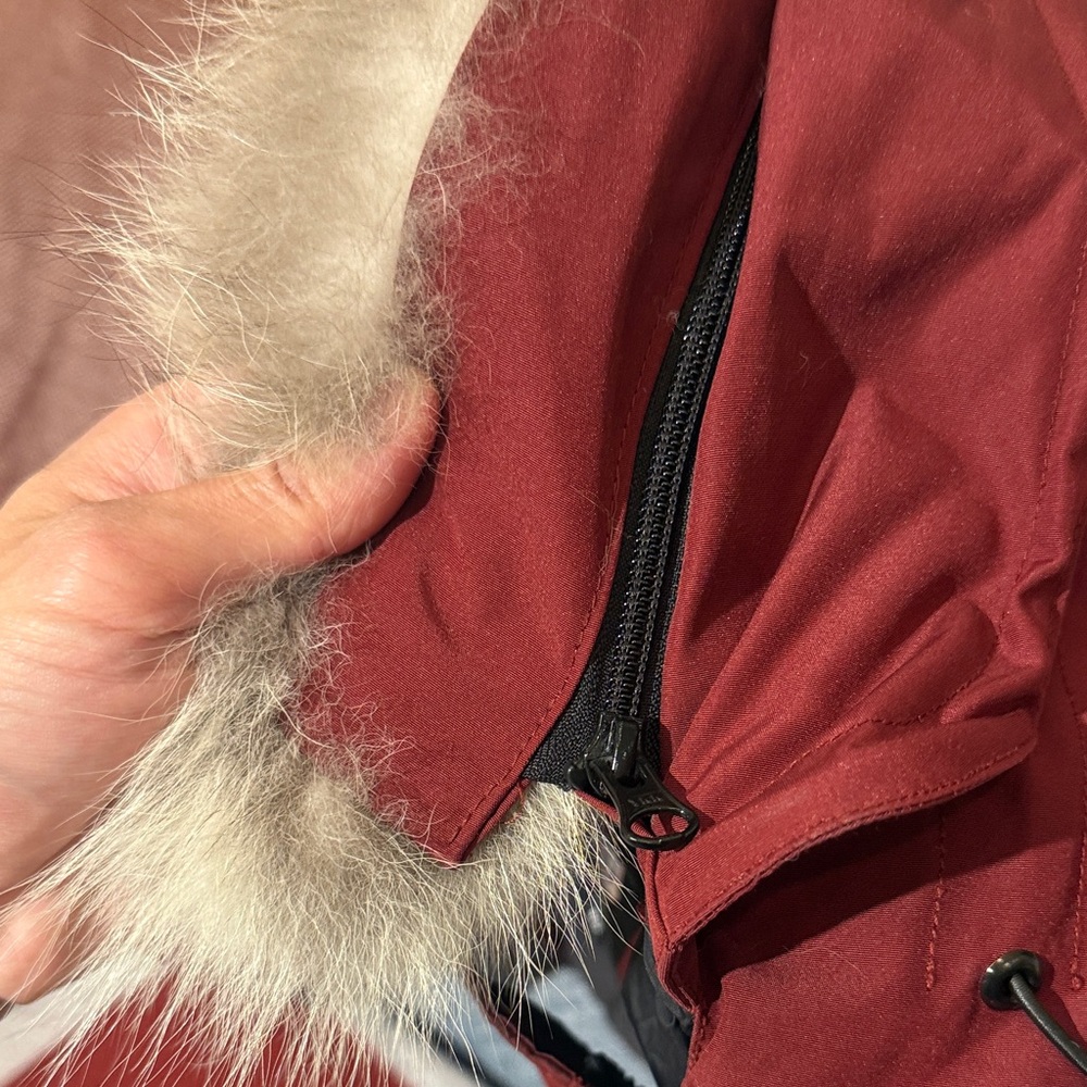 Canada Goose Burgundy Parka with Fur Hood - Picture 11 of 13